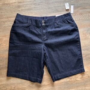 Cj Banks Womens 24W Comfort Waist Denim Shorts Dark Wash Blue Plus Size NWT